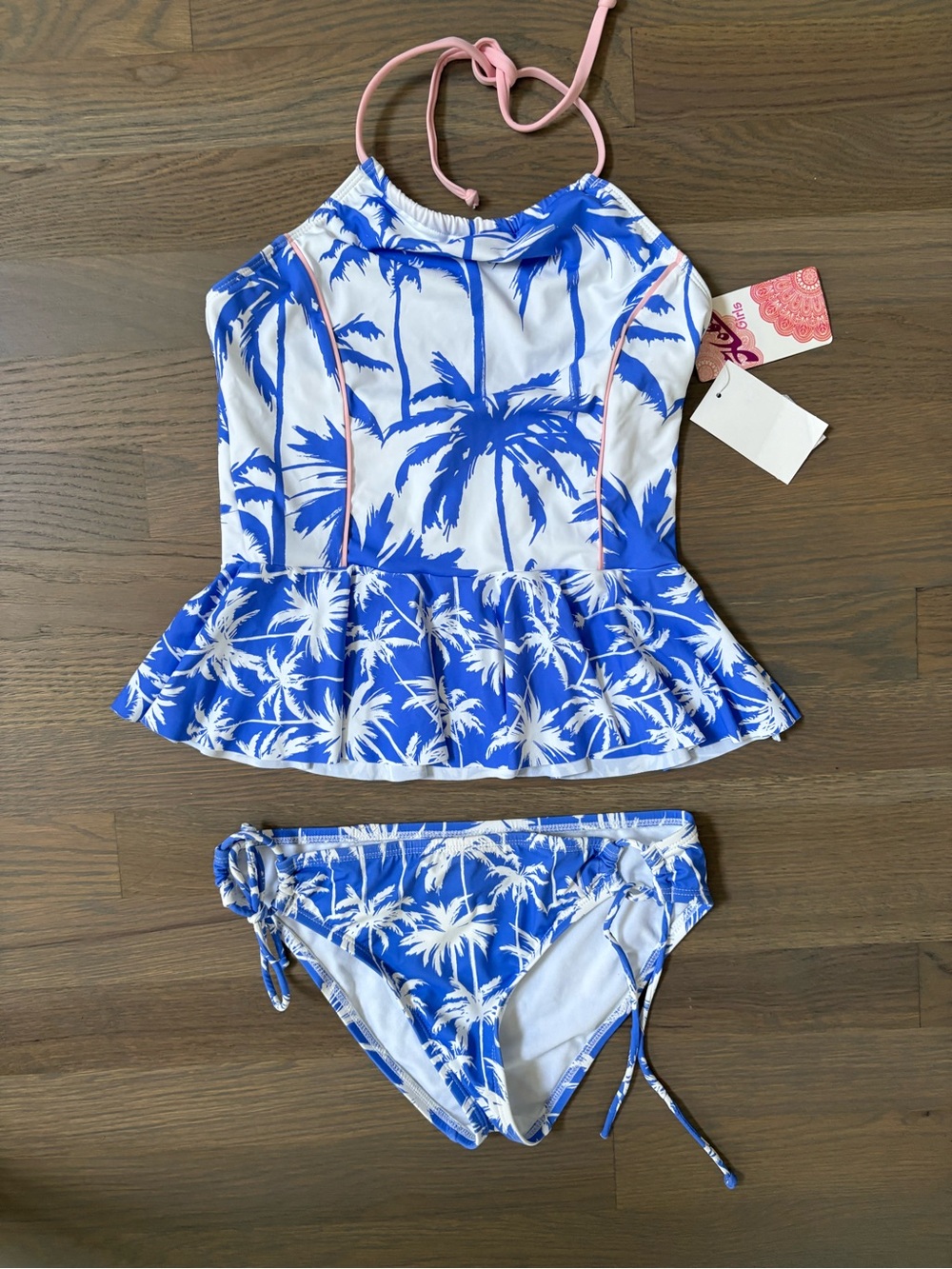 Hobie Palm-Print Ruffle Tankini Set